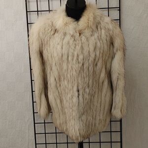 VINTAGE 80'S BLUE FOX SHORT FUR COAT.